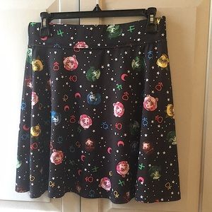 Sailor Moon Printed Skater Skirt Black